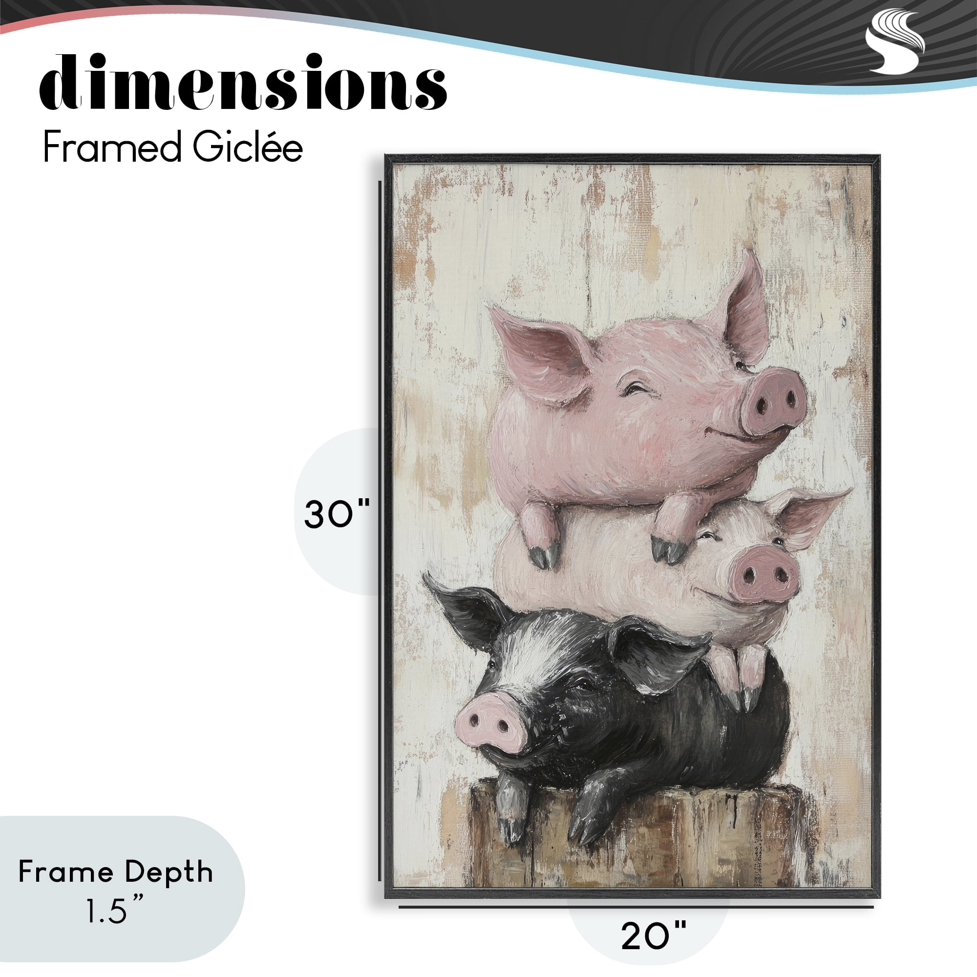 Stupell Industries Pig & Piglet Pile Black Framed Giclee Art, design by Tina LeCour