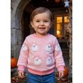 thumbnail image 6 of RUINIXCW Toddler Baby Girl Halloween Sweatshirt Adorable Long Sleeve Ghost Embroidery Striped Pullover for Daily Party Wear, 6 of 8