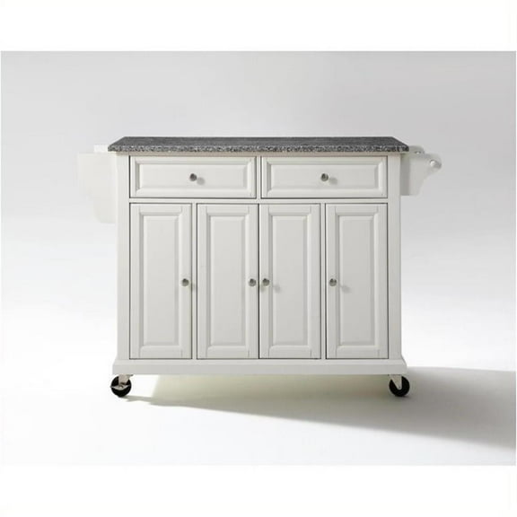 Kingfisher Lane Solid Granite Top Kitchen Cart in White