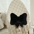 thumbnail image 3 of Black Bow Pillow, Soft Bow Decorative Pillows with Faux Rabbit Fur, Velvet Cute 12" Bow Throw Pillows, Aesthetic Home Decor Bow Shaped Plush Pillow Cushions for Bedroom Sofa Couch, 3 of 5