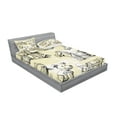 thumbnail image 2 of Ambesonne Cartoon Fitted Sheet & Pillow Sham Set, Hand Drawn Teddy Bear, Full, Beige Black, 2 of 2