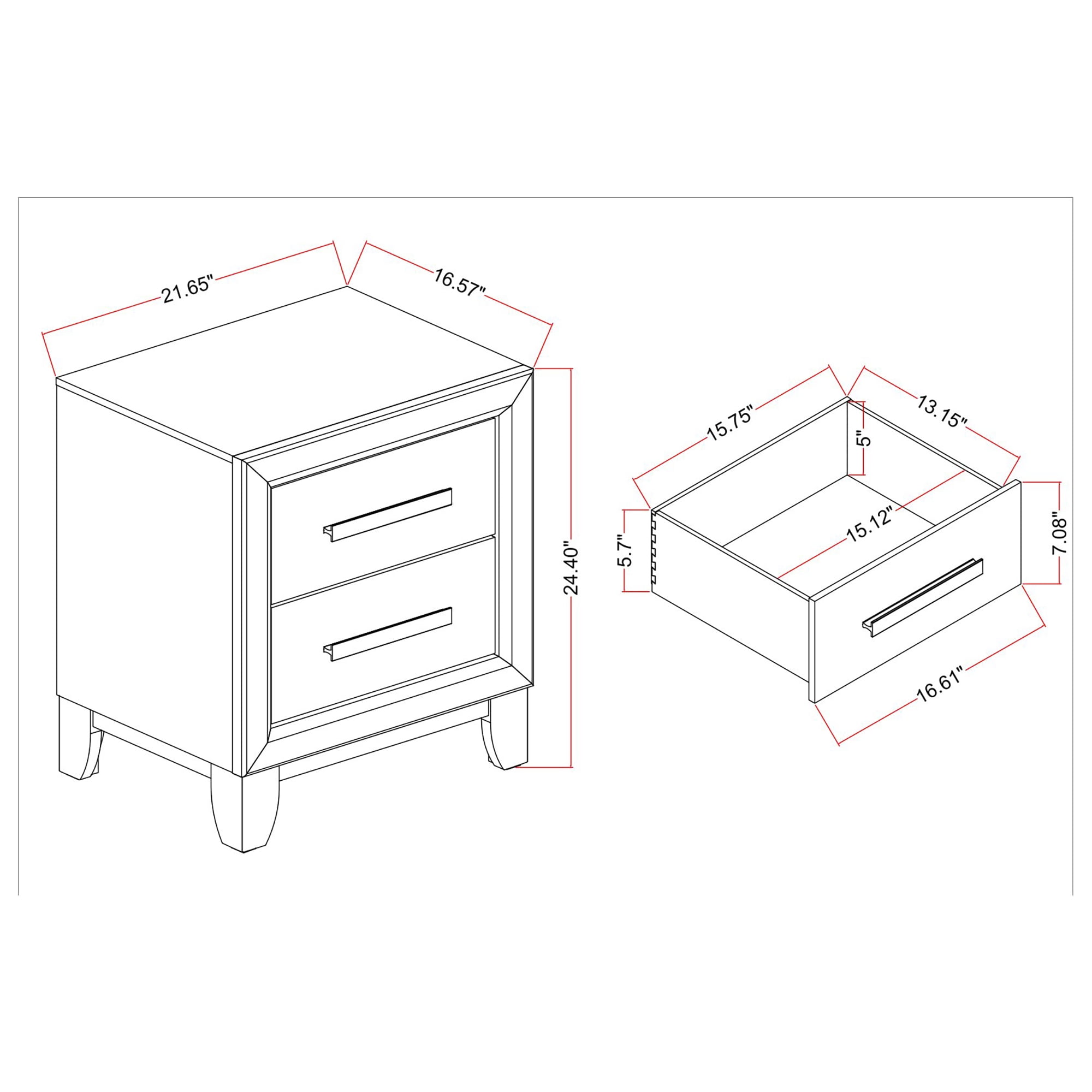 Nightstand Bedside Table, Decorative End Table for Bedroom
