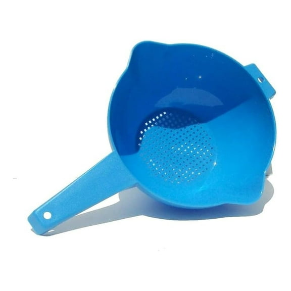 2 Quart Colander Strainer with Handle - Blue Kitchen Strainer for Pasta, Vegetables & Fruits - Dishwasher Safe BPA Free - 14" x 9.5" x 4.25"