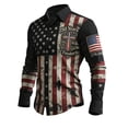 thumbnail image 2 of 250th Anniversary USA Shirt for Men Long Sleeve Lapel Tops Independence Day Celebration Casual Mens Shirts Bronze L, 2 of 3