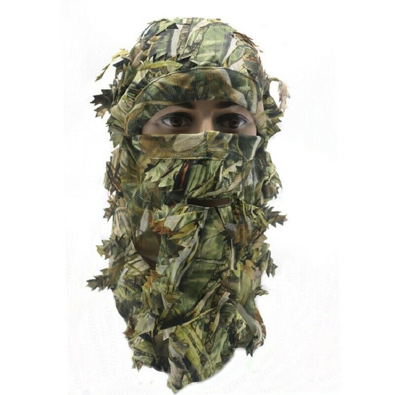 Woodland Camo 3D Camouflage Leaf Ghillie Suit Face Mask Paintball Hunting 