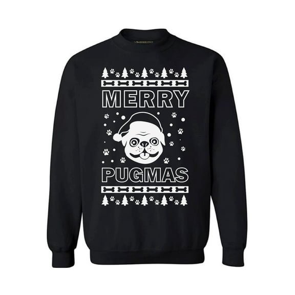 Awkward Styles Merry Pugmas Sweatshirt Merry Pugmas Sweater Funny Pug Dog Christmas Sweater Pug Santa Christmas Sweatshirt for Men and for Women Xmas Gifts for Pug Dog Lovers Xmas Party Outfit
