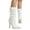 White, variant on Slouchy Stiletto High Heels Mid Calf Dress Boots for Women Fashion Sexy Leather Pointed Toe Pumps Short Booties