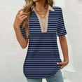 thumbnail image 2 of fatyb Tshirts for Women V Neck Striped Tunic Shirts with Collar Casual Womens Short Sleeve Loose Blouses, 2 of 5