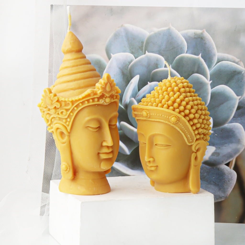 FENOHREFE 3D Buddhas Head Candle Silicone Mold Reusable Silicone Buddhas Candle Mold for Home Decors and Spiritual Crafting