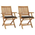 thumbnail image 2 of vidaXL Patio Chairs 2 pcs with Anthracite Cushions Solid Teak Wood, 2 of 56