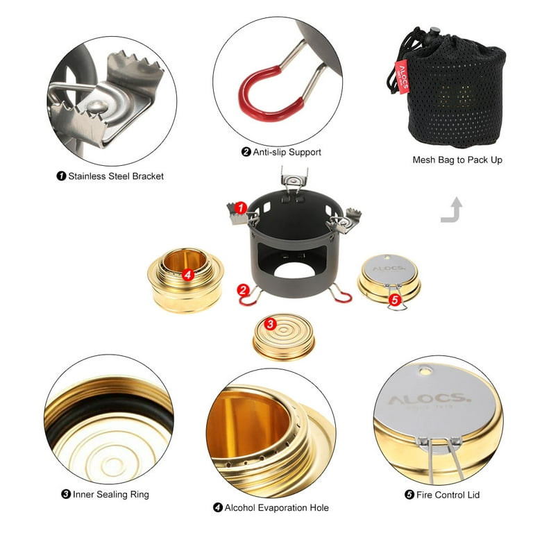 ALOCS Portable Alcohol Stove for Backpacking Hiking Camping