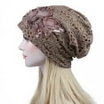 thumbnail image 5 of D-GROEE Double Layer Hollow Out Sequins Turban Hats Slouchy Baggy Chemo Cap Beanie Cancer Hat Light Breathable Head Covers for Daily Life, 5 of 6