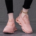 thumbnail image 6 of pwidon Women's Platform Sneakers Breathable Knit Lace Up Shock Absorbing Chunky Blade Sole Comfort Casual Walking Running Athletic Shoes Pink 5.5, 6 of 6