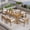 Light Teak, variant on HighSound 7 Piece Patio Dining Set, Outdoor Acacia Wood Furniture Set, Patio Table and 6 Arm Chairs w/Removeable Fabric Cushion, Gray