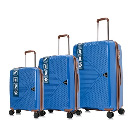 Bronco Polo 3 Pcs, Polypropylene Spinner Luggage Set Premium Royal Blue