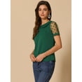 thumbnail image 2 of DARING DIVA Women's Polka Dots Mesh Peter Pan Collar Blouse XS Dark Green, 2 of 6