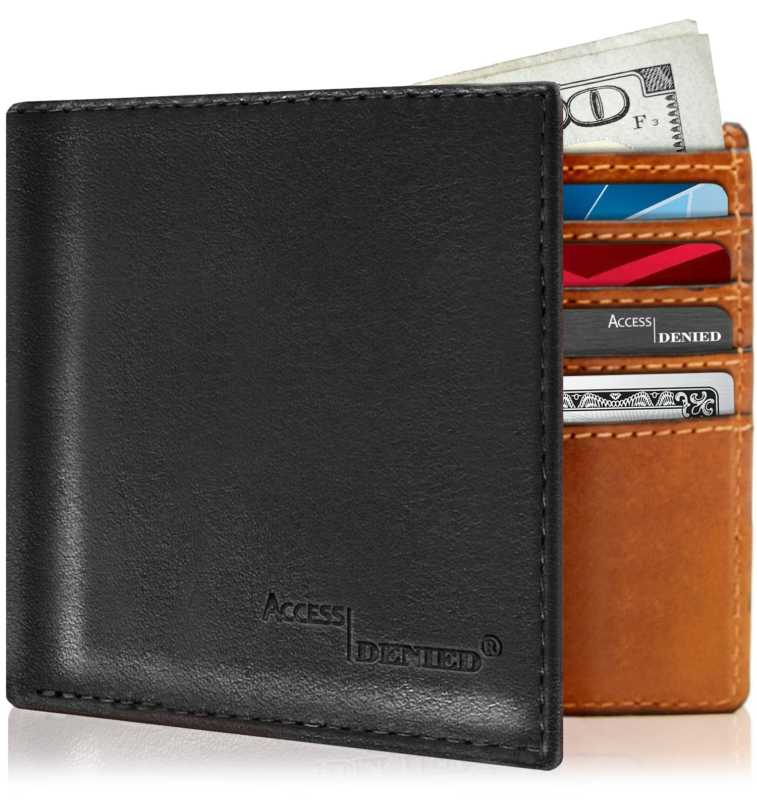  The Tanned Cow Slim Minimalist Wallet for Men Women, Mini Thin  Leather Bifold, Front Pocket Credit Card Holder with RFID Blocking,  including Gift Box (Black) : Clothing, Shoes & Jewelry