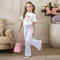thumbnail image 5 of Gaexia Girls 2 Piece Set,Stylish Girls Casual Outfit Flared Pants With Short Sleeve Top Comfortable Playwear Two Piece Summer Fashion Clothes,160, 5 of 5