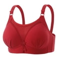 thumbnail image 1 of Women's Full Cover Support Bra Seamless Mesh High Neck Wireless Workout Bra Wide Straps Lady Low Back Backless Bra Red 44, 1 of 2
