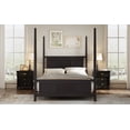 thumbnail image 4 of Solid Wood King Size Four Poster Bed Frame with Horizontal Grille Design, Espresso Finish for Classic Bedroom Furniture, Durable Hardwood Construction, 4 of 9