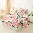 thumbnail image 2 of jejeloiu Modern Floral Twin Sheets For Girls,Bold Pattern Bedding,Pink Cream Green,3-Piece,1 Fitted Sheet and 1 Pillowcase, 2 of 6