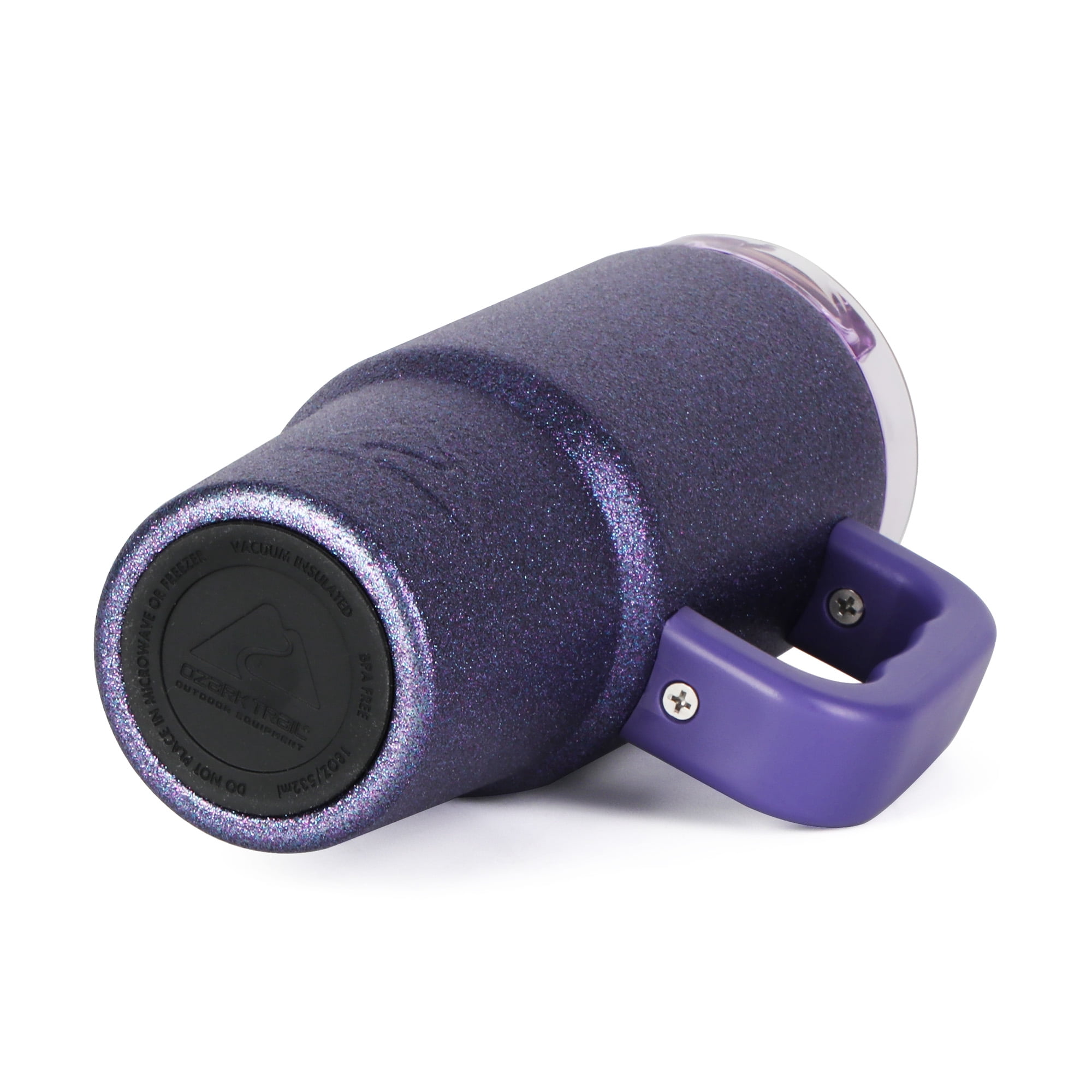 Ozark Trail 18 oz Limited Edition Stainless Steel Insulated Tumbler with Handle, Purple Glitter