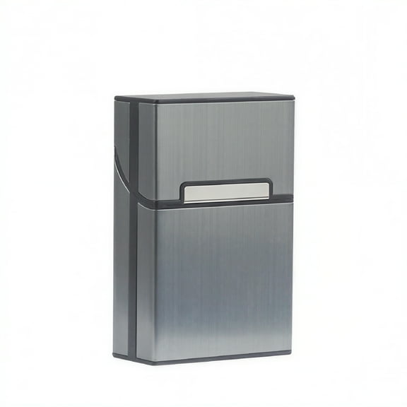 TENIRO Brushed Aluminum Cigarette Case, Hard Box and Holder with Solid Magnetic Flip Top Closure (King Size) (Slate Grey)