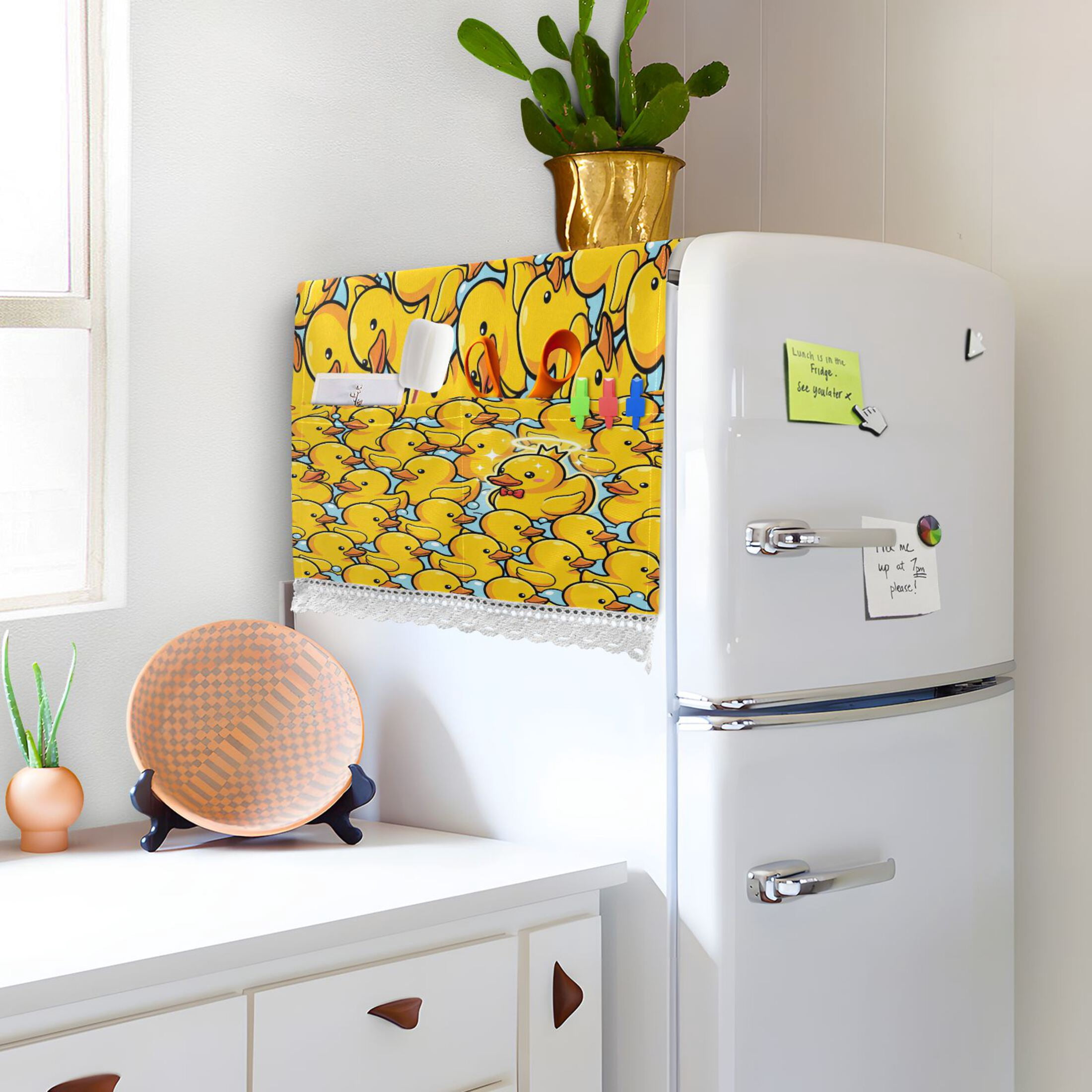 Wobogo Cute Yellow Duck Washing Machine Cover Dustproof Washer Dryer Cover Waterproof Laundry Room Decorative Protector