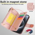 thumbnail image 6 of Allytechgroup Wallet Case for Apple iPhone 14 Pro Max,  Retro [1 Zipper Pocket + 6 Cards Slots] Hand Wrist Shoulder Strap Stand Shockproof iPhone 14 Pro Max Cover Case for Girls Women, Rosegold, 6 of 10