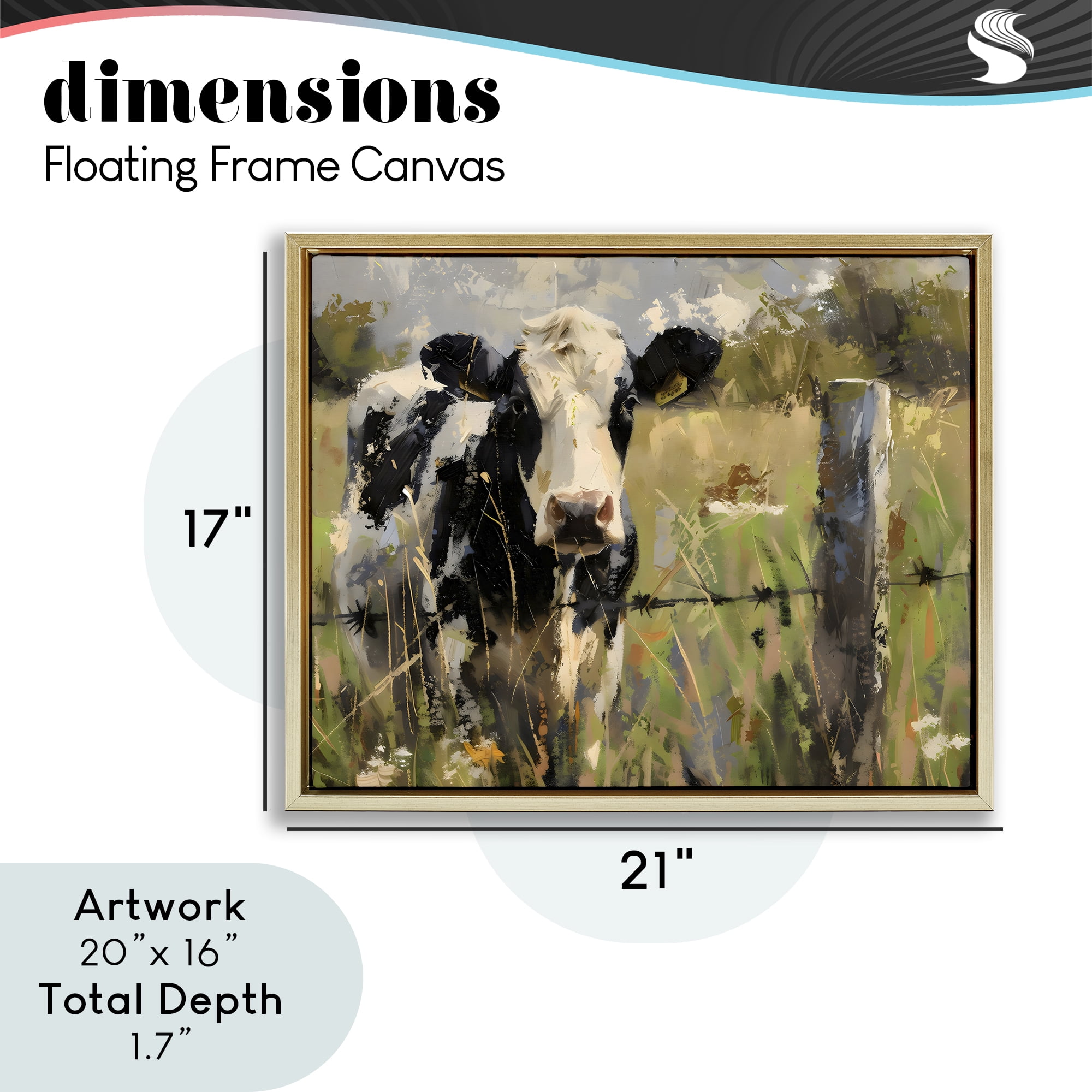 Stupell Industries Cow in Summer Pasture Gold Framed Floater Canvas Wall Art, design by Creative Studio