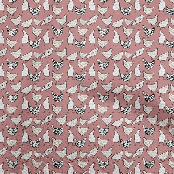 oneOone Cotton Cambric Red Fabric Birds Rooster Craft Projects Decor Fabric Printed By The Yard 56 Inch Wide