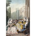 thumbnail image 2 of Louis Carrogis Carmontelle 17x24 Gold Ornate Framed and Double Matted Museum Art Print Titled - Two Women, One of Whom Plays the Guitar, the Other Holding a Dog on Her, 2 of 4