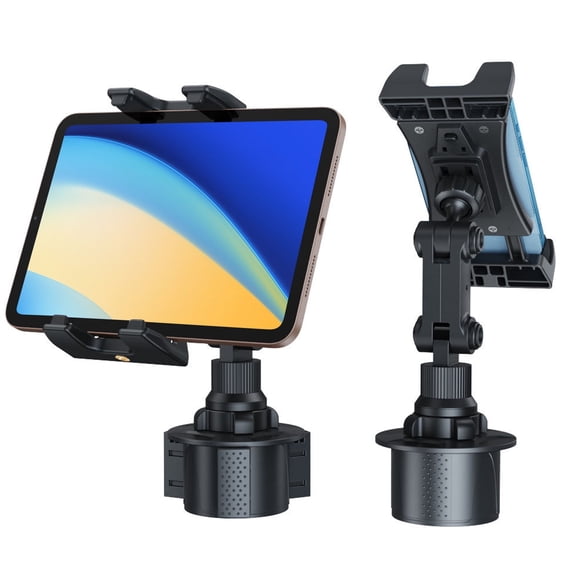 Cup Holder Tablet Mount for Car，Cup Hold Mount Rotating Phone Hold Easy to Use, 360° Adjustable iPad/iPhone Stand Fit for 4.7–12.9" iPad Pro/Air/Mini, Galaxy Tab, Phone Holder for SUV, Truck, Car