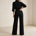 thumbnail image 5 of Purcolt Womens 2 Piece Matching Pant Set Dressy Casual Collared Roll Up Long Sleeve Button Front Shirt Full Length Wide Leg Trousers Business Work Office Outfits, 5 of 7