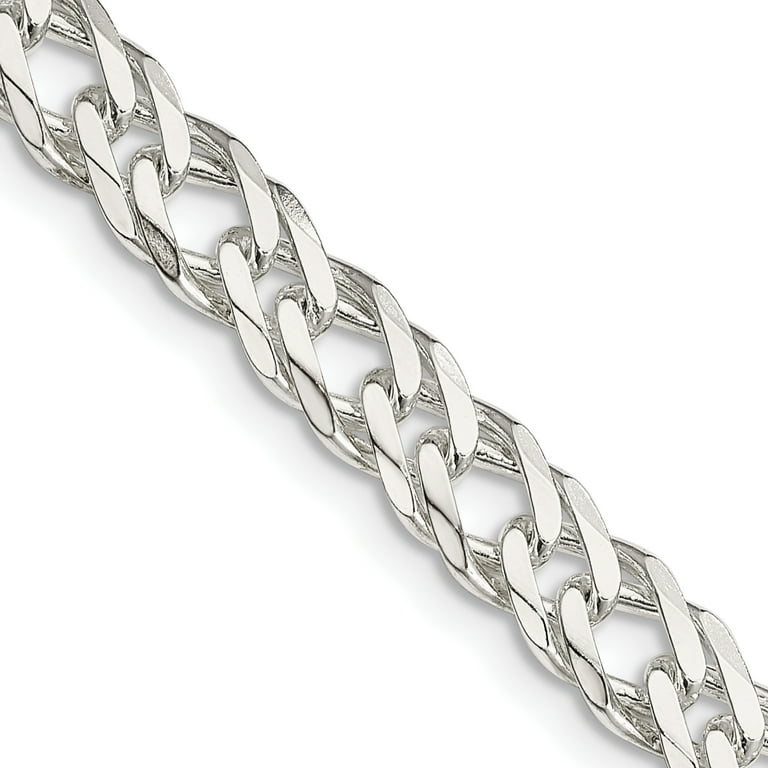 Carat in Karats Sterling Silver 6.25mm 6 Side Diamond Cut Flat Double Curb Chain Necklace 18 Inch Length Walmart