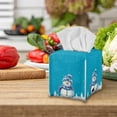 thumbnail image 3 of ZUXONGSY Christmas Snowman Square Tissue Box Cover 2 Piece PU Leather Tissue Box Cover Customized Printed Tissue Cover Wear Resistant Leather Box Christmas Bathroom Decoration, 3 of 7
