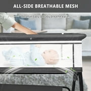 Baby Bassinet, HDJ Baby Bedside Sleeper Bassinet with Storage Basket for Infant, Bedside Crib for 0-6 Months, Dark Gray