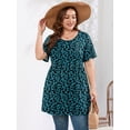 thumbnail image 3 of SHOWMALL Women's Plus Size Tunic Tops to Wear with Leggings Flowy Babydoll Shirts Blouses for Women Work & Casual Blue Flowers 3X, 3 of 5