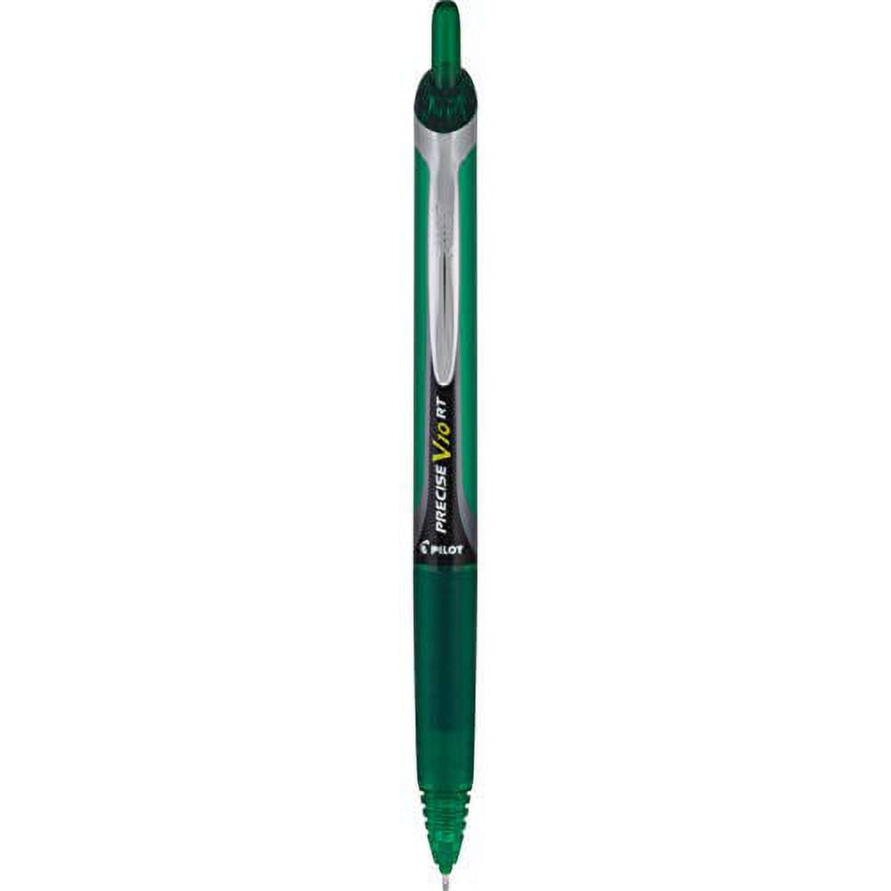 Pilot, Precise V10 RT Refillable & Retractable Rolling Ball Pens, Bold Point 1 mm, Green, Pack of 12