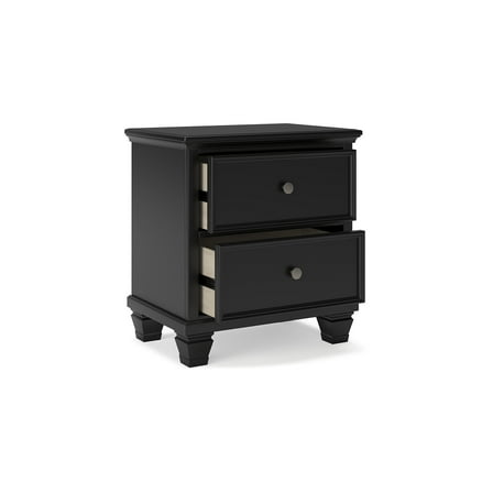 Signature Design by Ashley Lanolee Classic 2 Drawer Nightstand for Bedroom, Black