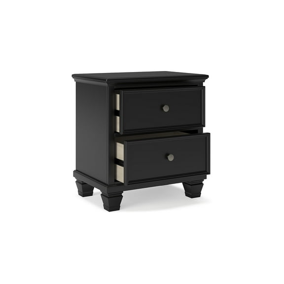 Signature Design by Ashley Lanolee Classic 2 Drawer Nightstand for Bedroom, Black