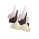 thumbnail image 2 of SOSTEN CHIC Mujeres Cómodo Suave Elástico Básico de Cobertura Completa Sin Aros Sin Alambres Sostenes de Uso Diario 3 Pcs Negro+Rosa Pálido+Albaricoque-Floral 40/90 Ajuste 36A 36B, 2 of 6