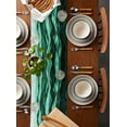 thumbnail image 2 of ERUNPONLY Teal Turquoise Marble Table Runner - 70 Inch Long Abstract Wave Lines Cotton and Linen Blended Dress Scarves Farmhouse Table Runner for Kitchen Dining, Coffee Table, 13" x 70", 2 of 8