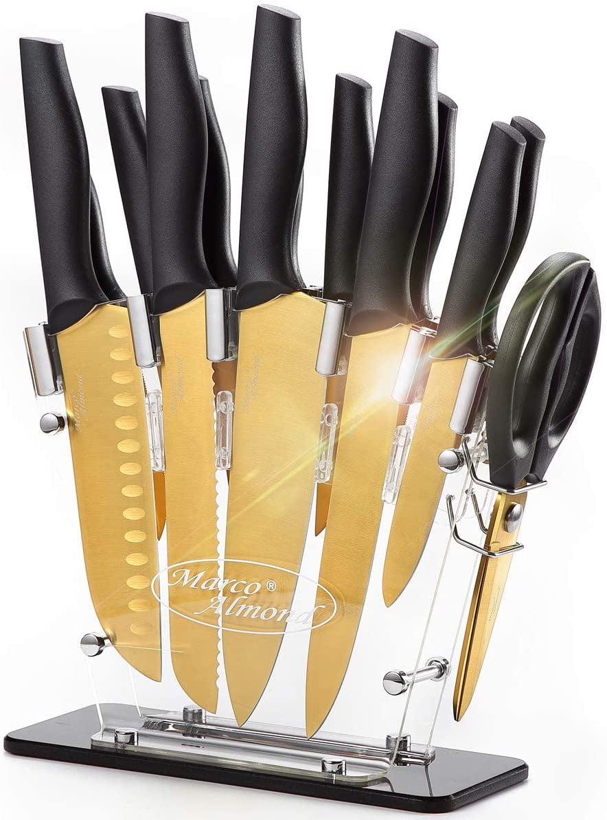 DISHWASHER SAFE KYA27 Rainbow Titanium Cutlery Knife Set, Marco