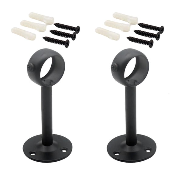 YIEMEEN 2PCS Ceiling Curtain Poles Brackets Heavy Duty Stainless Steel Rod Hanging Holders Silver/Black 25x100mm Standard