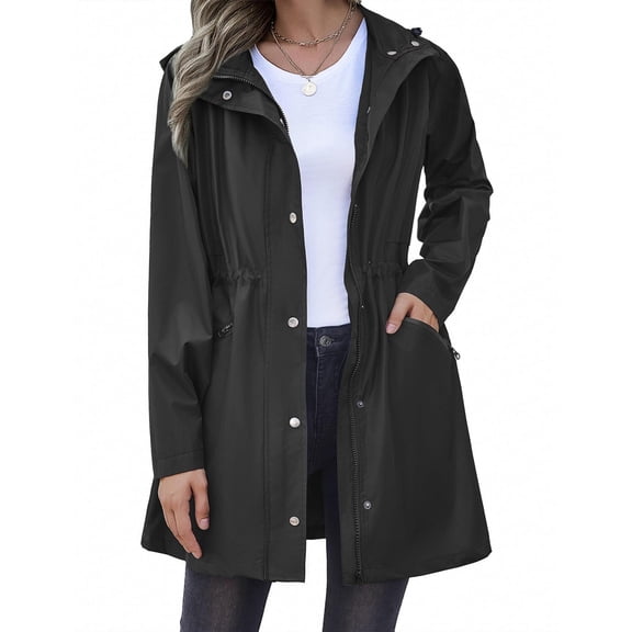 Zeagoo Rain Jacket for Women Waterproof Raincoat with Hood Lightweight Lined Windbreaker Travel Jacket