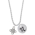thumbnail image 1 of Delight Jewelry Silvertone Celtic Knot Cross Silvertone Script Initial Disc - N - Charm Necklace, 20"+3", 1 of 4
