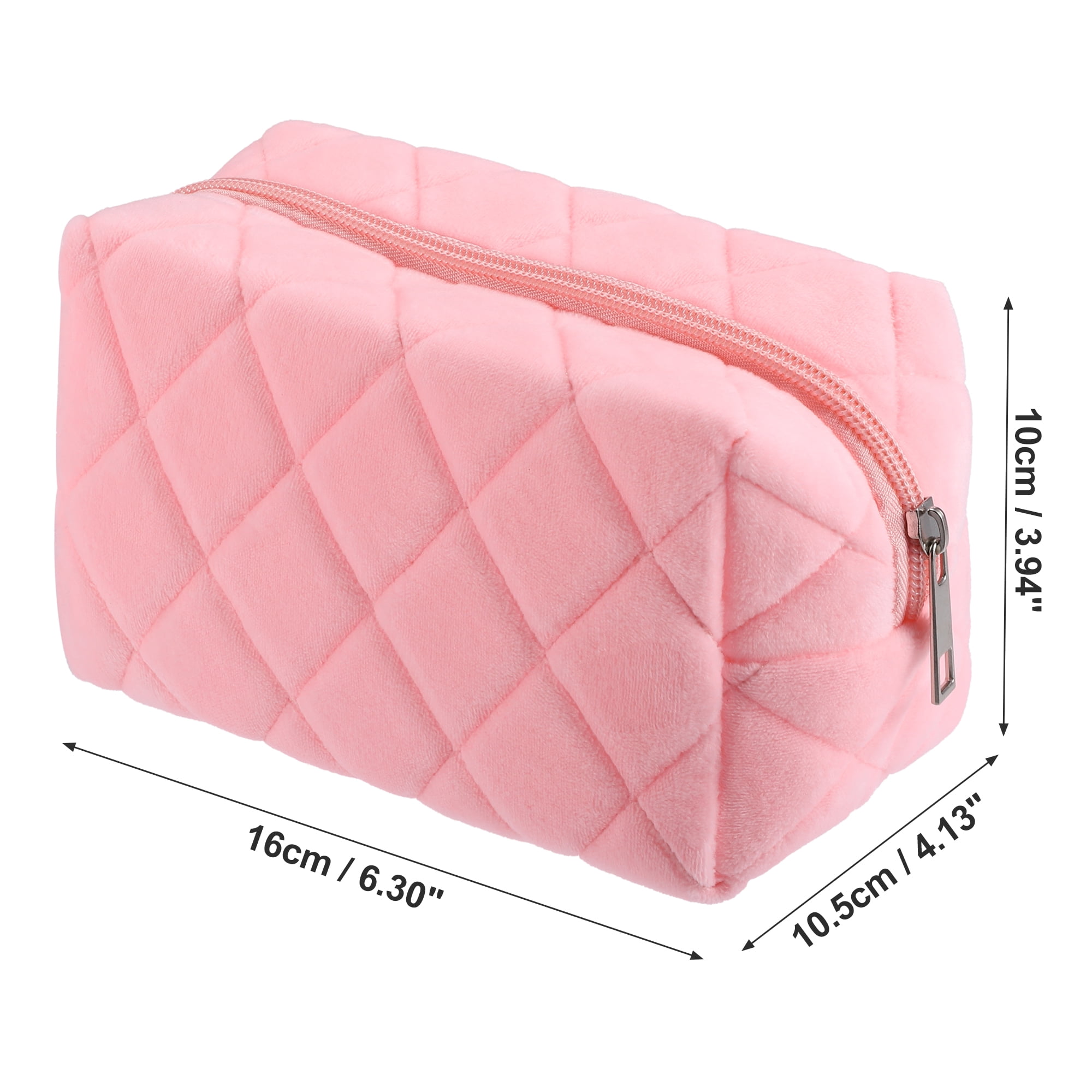 Unique Bargains 1Pc Soft Velet Durable Portable Travel Makeup Bag for Toiletry  Pink
