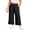 Black, variant on Women's Plus Size Wide Leg Pants Lightweight Casual High Waist Side Slit Flowy Lounge Trouser With Pockets XL-5XL