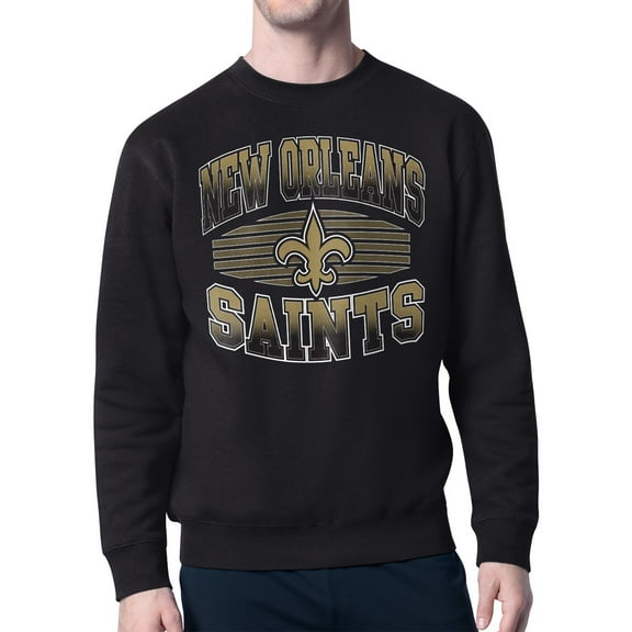 Men's Starter Black New Orleans Saints Team Grit Graphic Fleece Pullover Sweatshirt